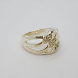 Sterling Silver CZ Set Three Open Wavy Bands Dress Ring Vintage c1990 Size P 1/2