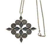 Ortak Scottish Sterling Silver Large Celtic Cross Pendant Necklace Vintage