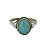 Sterling Silver Oval Cabochon Turquoise Dress Ring Vintage 1977 Size N 1/2