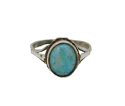 Sterling Silver Oval Cabochon Turquoise Dress Ring Vintage 1977 Size N 1/2