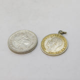 George V Sterling Silver Threepence Coin Charm Pendant Vintage c1970s