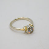 Sterling Silver White Topaz Studio Style Band Ring Modern c1990 Size O