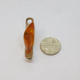 Sterling Silver Baltic Amber Curved Studio Style Charm Pendant Vintage c1970