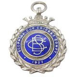 Sterling Silver & Enamel Cricket Sporting Fob Medal Antique 1927 Birmingham
