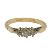Sterling Silver Gilt 3 White Topaz Engagement Ring Vintage 1990 Size M 1/2