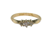 Sterling Silver Gilt 3 White Topaz Engagement Ring Vintage 1990 Size M 1/2