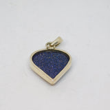 Sterling Silver  Blue Goldstone Stylised Heart Pendant Contemporary c2000s