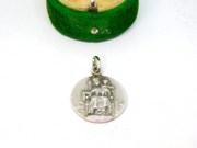 Silver Plated Lourdes Two-Sided Souvenir Religious Pendant Vintage c1970