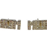 Pair of Sterling Silver Iridescent Crystal 'MUM' Stud Earrings Modern c2000
