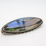 Sterling Silver Morpho Butterfly Wing Carribean Souvenir Brooch Antique Art Deco