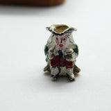 Sterling Silver and Enamel Coloured Toby Jug Charm Pendant Vintage c1970