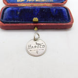 Victorian Sterling Silver 'Harold' Love Token Charm Pendant Antique c1890