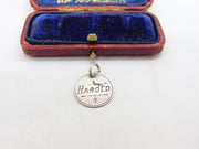 Victorian Sterling Silver 'Harold' Love Token Charm Pendant Antique c1890