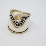 Sterling Silver Studio Style Textured Patterned Wide Ring Vintage c1970 Size K
