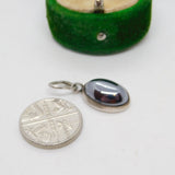 Sterling Silver Cabochon Haematite Charm Pendant Vintage c1970