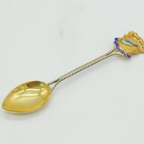 Edwardian Gold on Sterling Silver Enamel Newquay Souvenir Spoon Antique 1905