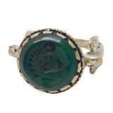 20th Century White Metal Green Agate Centurion Ancient Style Signet Ring Antique