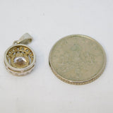 Sterling Silver Spinel Set Round Charm Pendant Vintage c1970