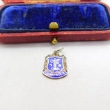Sterling Silver and Enamel Dumfries Travel Shield Charm Pendant Vintage c1970