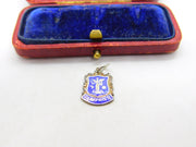 Sterling Silver and Enamel Dumfries Travel Shield Charm Pendant Vintage c1970