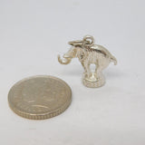 Sterling Silver Elephant on Pedestal Charm Pendant Vintage c1970