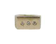 Sterling Silver 3 Stone White Topaz Signet Ring Modern 2000 Birmingham Size N