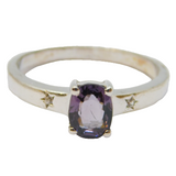 Sterling Silver Purple & White Sapphire Dress Ring Vintage c1970 Size P 1/2