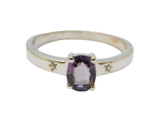 Sterling Silver Purple & White Sapphire Dress Ring Vintage c1970 Size P 1/2