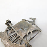Sterling Silver Marcasite Set Viking Ship Brooch Antique c1930 Art Deco
