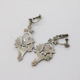 Art Deco Sterling Silver Marcasite Set Flower Basket Screw-Back Earrings Antique