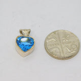 Sterling Silver Blue Topaz Heart Charm Pendant Contemporary c2000s