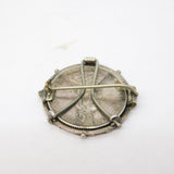 Sterling Silver Queen Victoria Enamel Shilling Coin Brooch Antique 1887