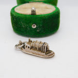 Sterling Silver Cargo Boat Charm Pendant Vintage c1970