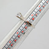 Sterling Silver 3 Stone CZ Set Patterned Band Ring Vintage c1970 Size N