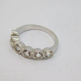 Sterling Silver 6 White Sapphire Half Eternity Ring Vintage c1970 Size N 1/2