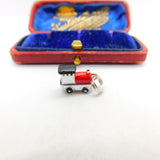 Sterling Silver Enamel Steam Engine Train Charm Pendant Vintage c1970
