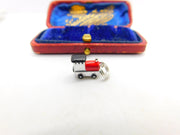 Sterling Silver Enamel Steam Engine Train Charm Pendant Vintage c1970