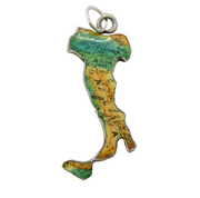 Sterling Silver & Enamel 'Boot of Italy' Souvenir Pendant Charm Vintage c1960s