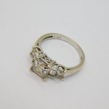 Sterling Silver 5 Graduating CZ Stepped Front Dress Ring Modern c1990 Size P