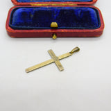 9ct Yellow Gold on Sterling Silver Engine Turned Cross Pendant Antique c1920