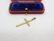 9ct Yellow Gold on Sterling Silver Engine Turned Cross Pendant Antique c1920