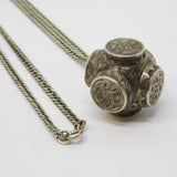 Victorian Sterling Silver Celtic Knot Style Slider Pendant Necklace Antique
