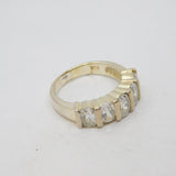 Sterling Silver 5 White Topaz Half Eternity Band Ring Vintage c1990 Size M 1/2