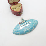 Large Sterling Silver, Topaz & Azure Howlite Drop Pendant Vintage c1980