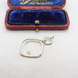 Sterling Silver Modernist Diamond Paste Drop Charm Pendant Vintage c1970