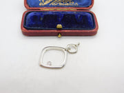 Sterling Silver Modernist Diamond Paste Drop Charm Pendant Vintage c1970