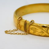 Art Deco Rolled Gold Floral Pattern Cuff Bangle Bracelet Antique c1930s