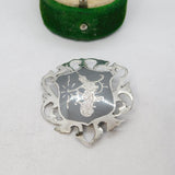 Siam Sterling Silver Niello Enamel Dancing Goddess Brooch Antique c1930