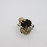Sterling Silver Moving Cat On Dustbin Charm Pendant Vintage c1970s