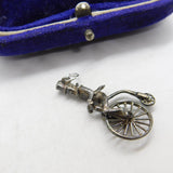 Sterling Silver Man Riding Penny Farthing Bicycle Charm Pendant Vintage c1970